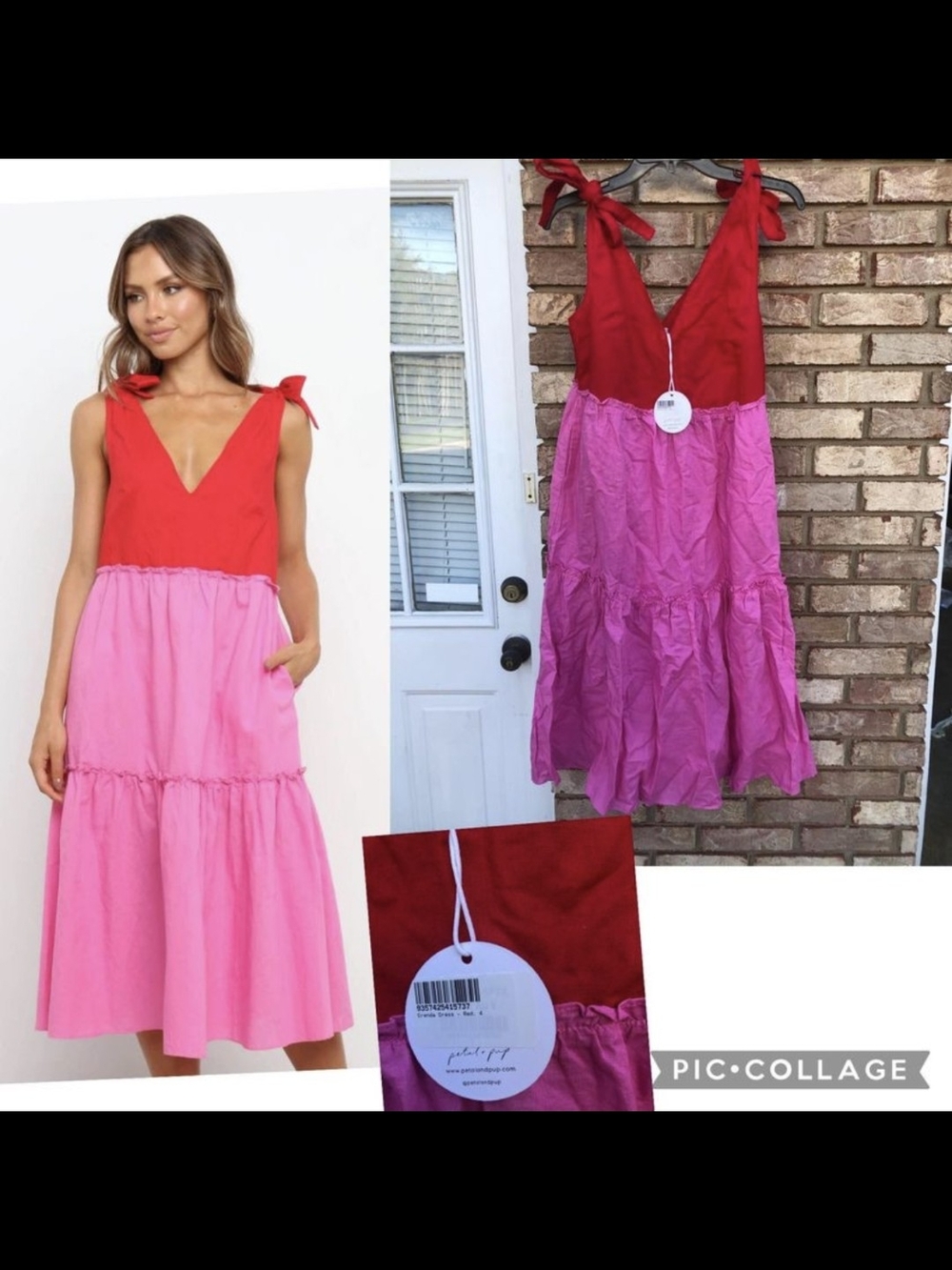 New Women’s Petal & Pup Red Pink Erenda Dress, Rv $87 Size 4